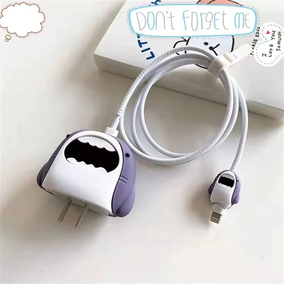 Iphone Charger Case Cover - Shark Grey - 4 Piece Set (With Wire Protector)