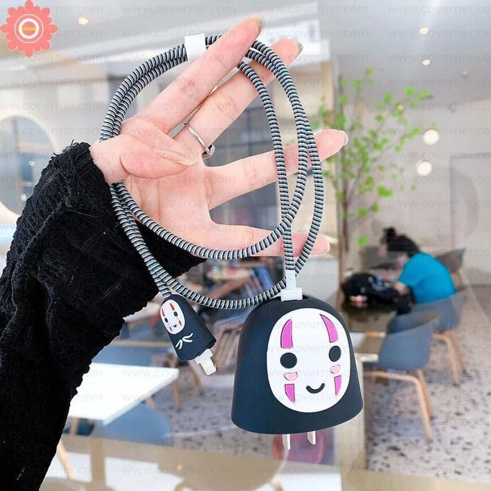 Iphone Charger Case Cover - Good Ghost - 4 Piece Set (With Wire Protector)