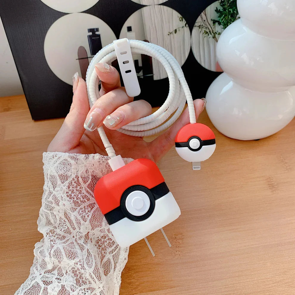Iphone Charger Case Cover - Pokemon - 4 Piece Set (With Wire Protector)